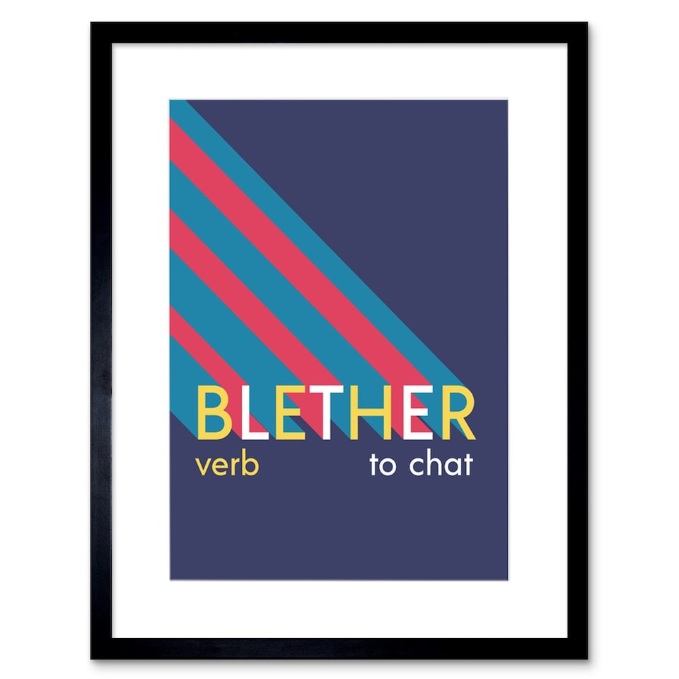 image 1 of Scottish Word Definition Blether Chat Scots Dictionary 9x7" Black Framed Wall Art Print