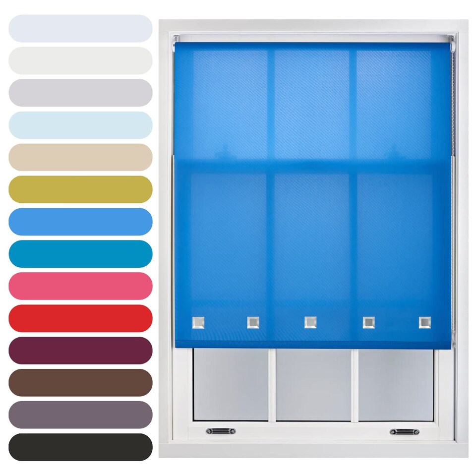 image 1 of FURNISHED Roller Blinds Daylight Square Eyelet Light Filtering Easy Fit Trimmable Window Shade | Blue | Blue