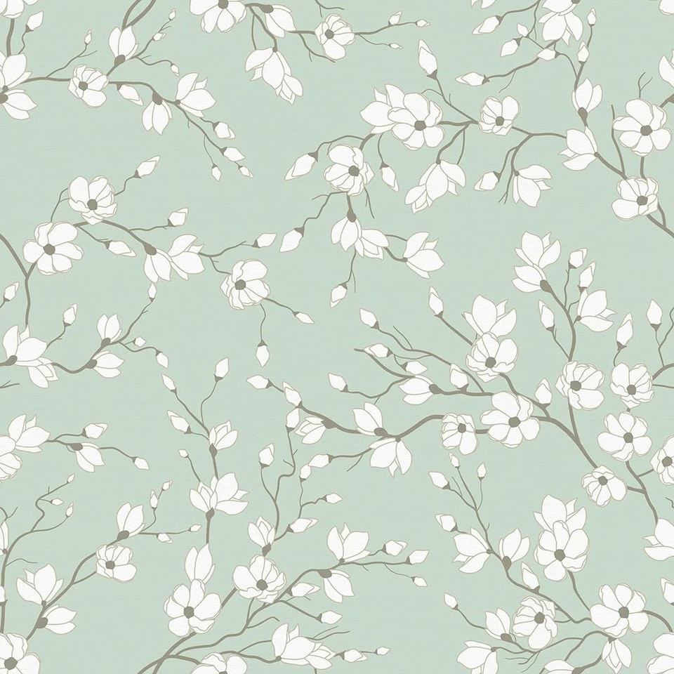 Sample of Spring Blossom Wallpaper in Sage Green Multi