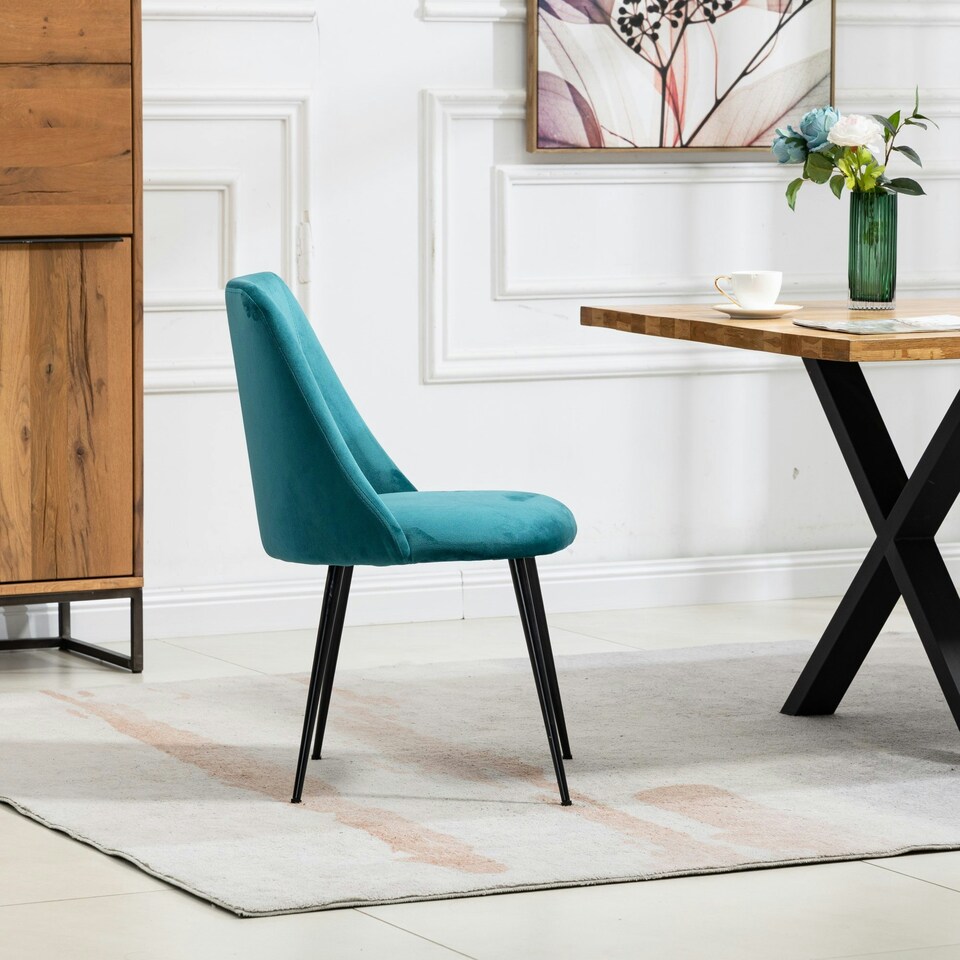 image 1 of Morandi Velvet Dining Chairs - Set of 2 - Teal