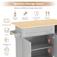 image 5 of VILUXE Mobile Kitchen Island with Foldable Worktop, Drawer, Adjustable Cabinets, 3 Door Spice Racks, Towel Rail and 5 Wheels, Grey