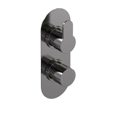 Balterley Consall Contemporary Round Twin 3-Way Thermostatic Shower Valve with Diverter, Brushed Pewter