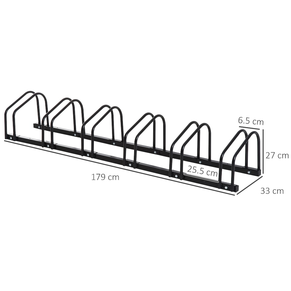 image 1 of HOMCOM Bike Parking Rack Bicycle Locking Storage Stand for 6 Cycling Black