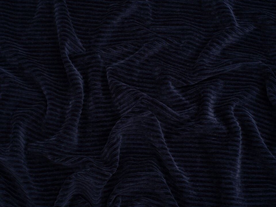Minerva Core Range Navy 5 Wale Velour Rib Stretch Knit Cord Fabric for Dressmaking, 150cm / 59" Wide - per metre