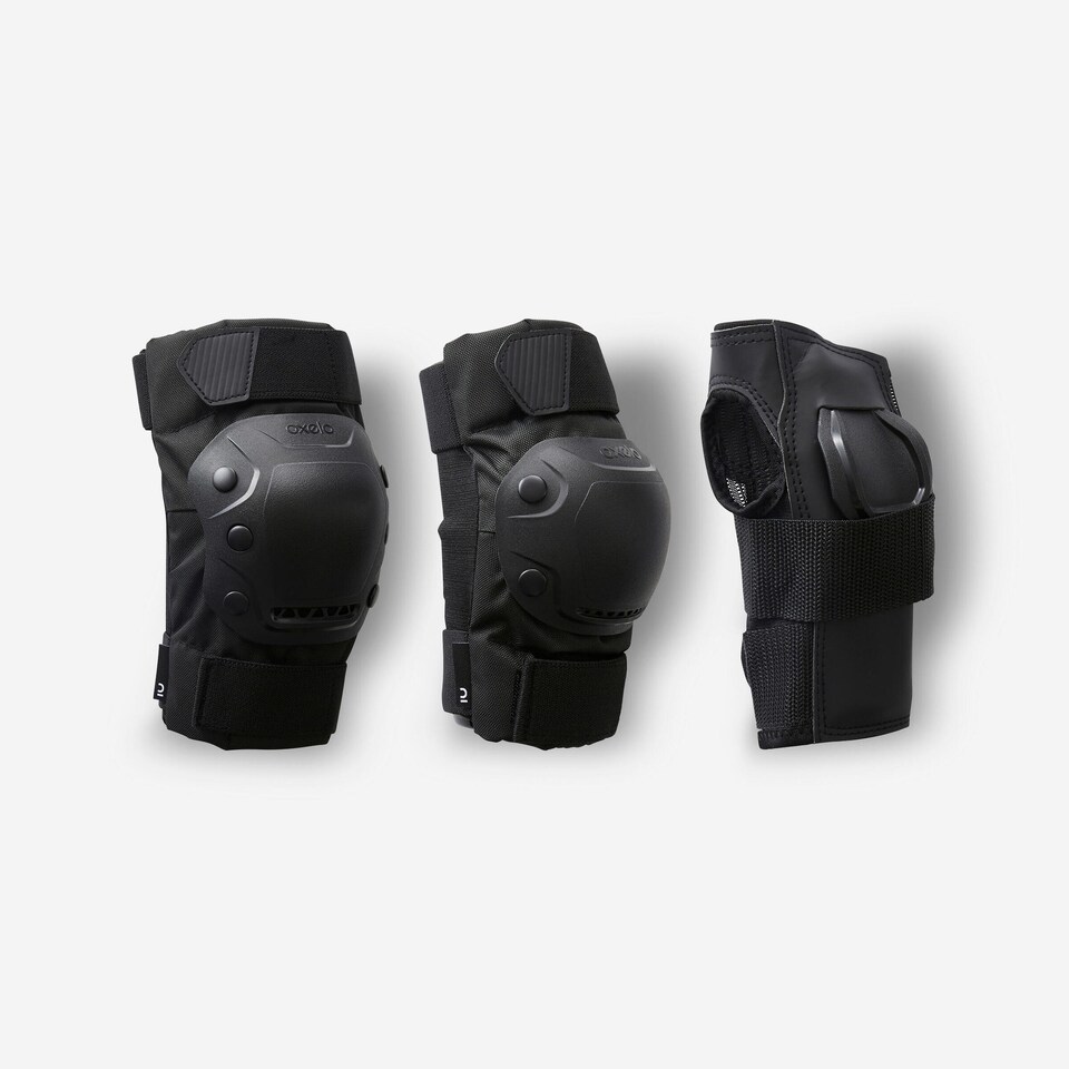 image 1 of Decathlon Adult 2 x 3-Piece Inline Skate Protection Set Fit500 - Black, Size L