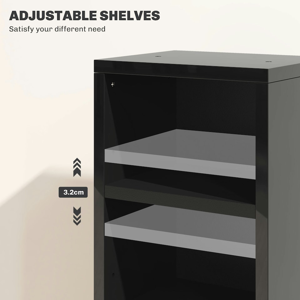 image 1 of HOMCOM Set of 2 CD Storage Units with Adjustable Shelves High Gloss Black