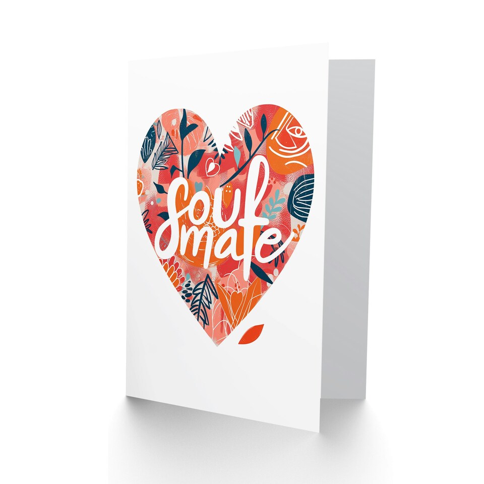 image 1 of Soulmate Floral Love Heart Anniversary Valentines Day Card For Her