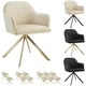 image 9 of Lounge Armchair Living Room Accent Chair 360 Swivel Slim Steel Legs Velvet Fabric  - Set of 6 Cream | Cream/Gold
