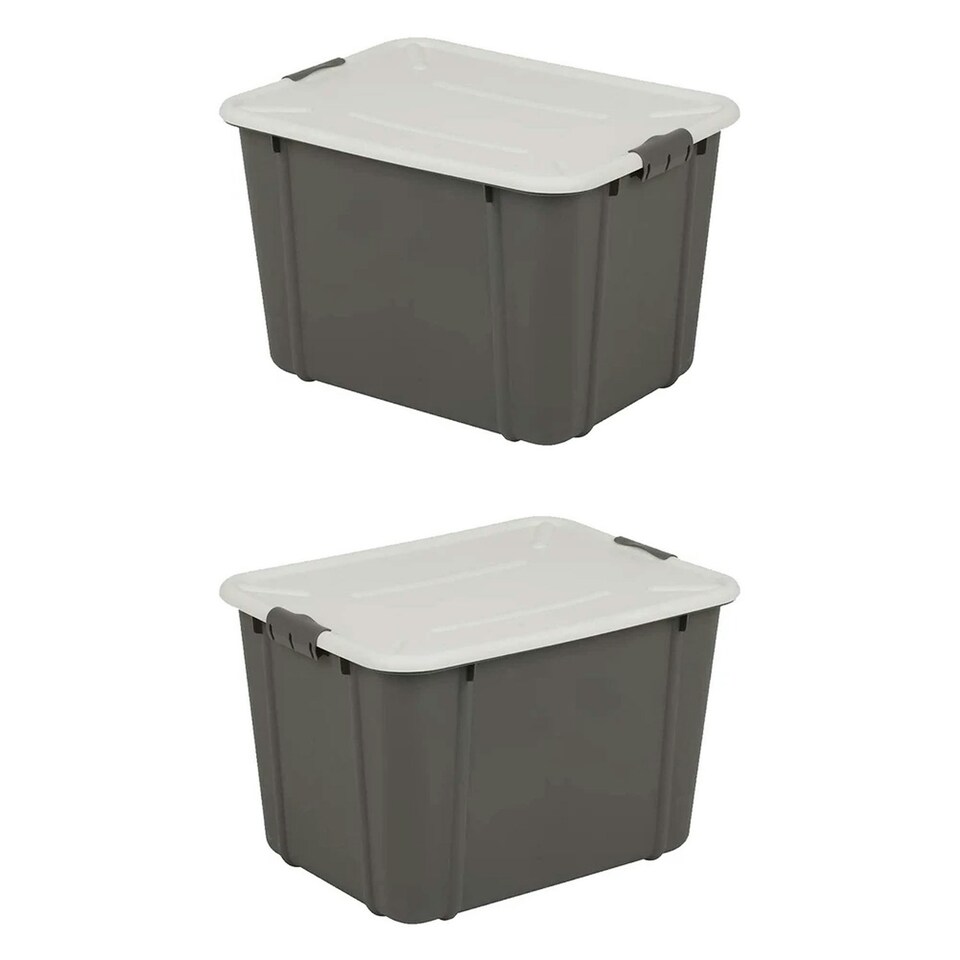 image 1 of 2 x 16 Litre Grey Organic Designed Strong Stackable Spacious Storage Containers With Clip Lock Lids Grey