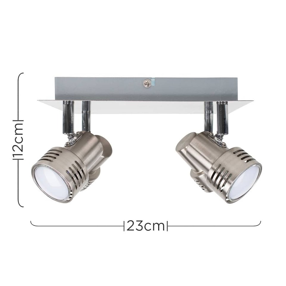 image 1 of ValueLights Touch Square Brushed Silver Spotlight and Cool White Bulb