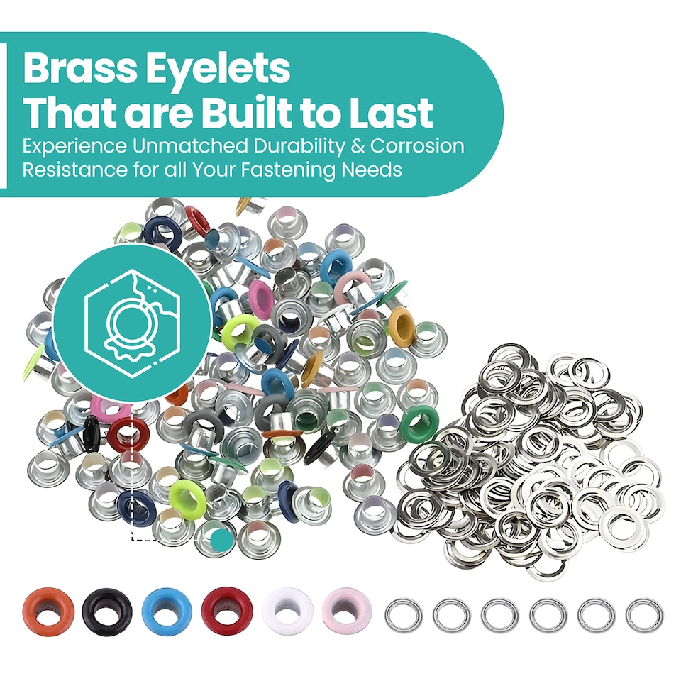 image 1 of 4mm Brass Eyelets with Washers for Arts & DIY Projects - 100 Pcs