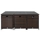 image 8 of Outsunny 10 Seater Rattan Cube Garden Furniture Set with Parasol Hole, Rattan Dining Set with Cushions, Outdoor Dining Table and Chairs with Rectangular Glass Top Table for Patio, Mixed Brown
