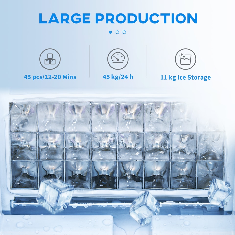 image 1 of HOMCOM Freestanding Ice Machine with 45kg/24H Capacity, Commercial Ice Maker