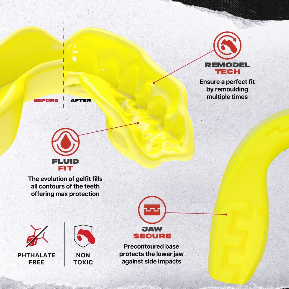image 1 of SAFEJAWZ Intro Sports Mouth Guard Yellow Adult/Junior