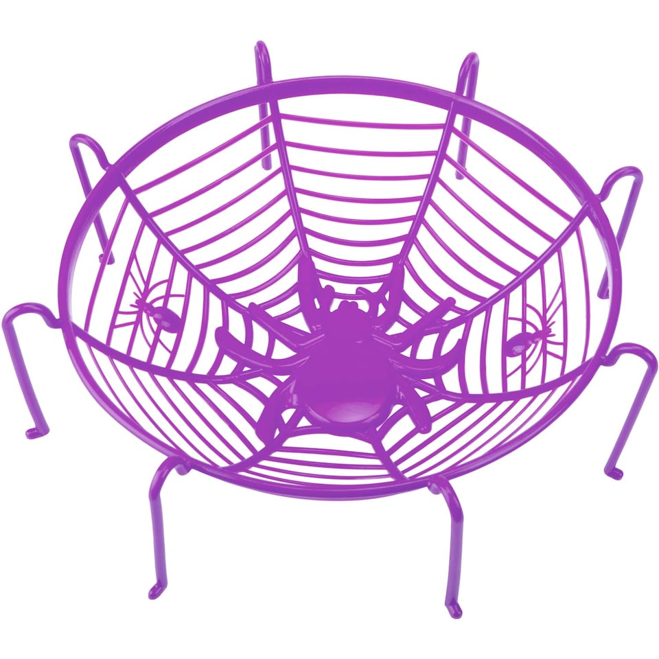 image 1 of VFM e-Store Halloween Sweet Bowl - 26cm 3D Spider Web Basket Bowl with Legs