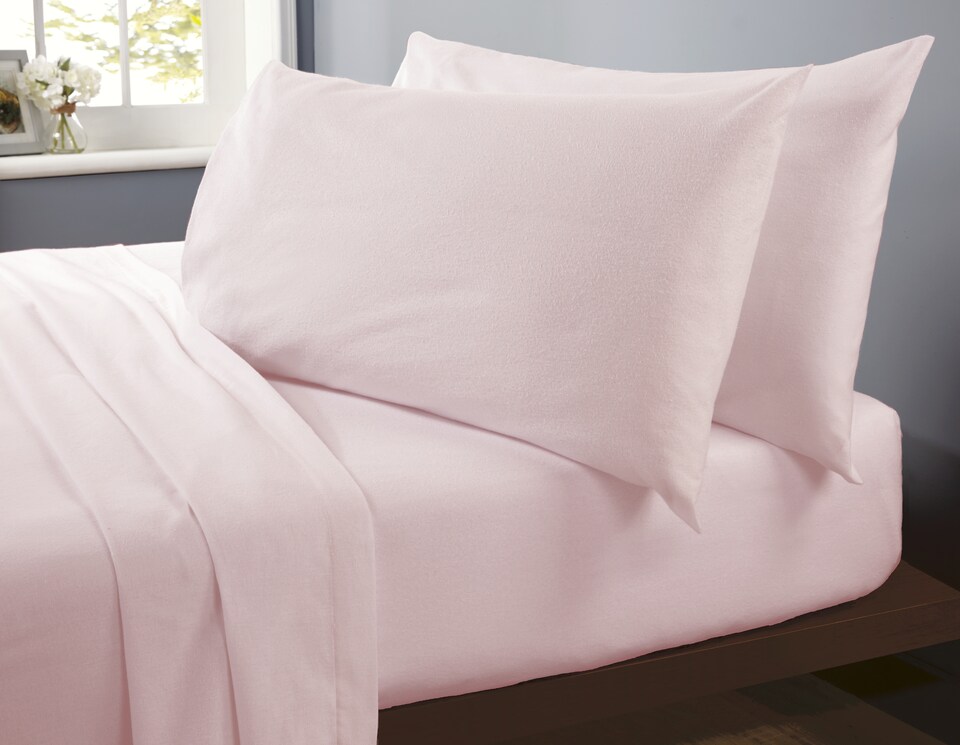 Flannelette Housewife pillowcase Pair (75x50 cm) | Pink | Standard