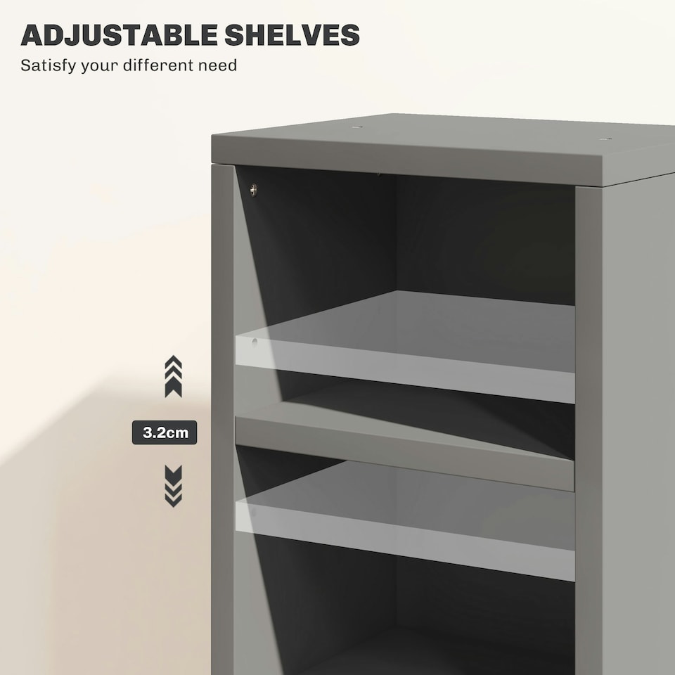 image 1 of HOMCOM Set of 2 CD Storage Units with Adjustable Shelves, High Gloss Grey