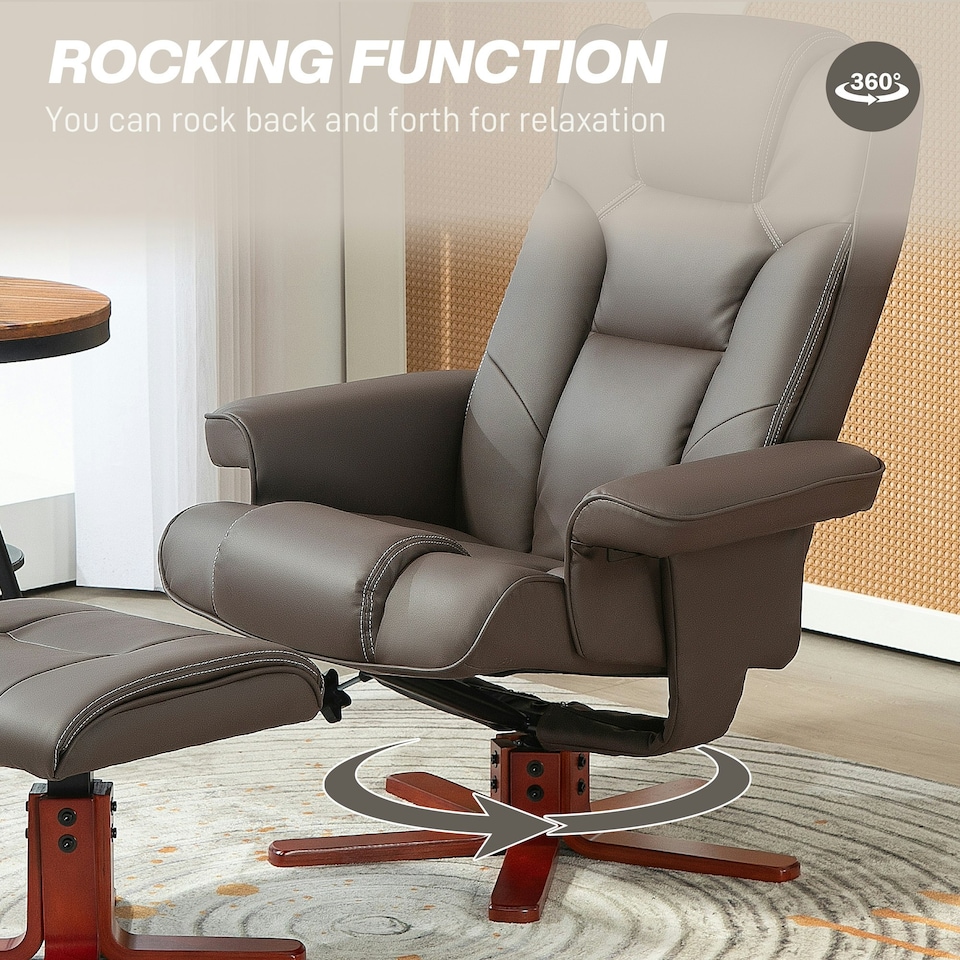 image 1 of HOMCOM Reclining Armchair with Footstool and Adjustable Backrest, Brown