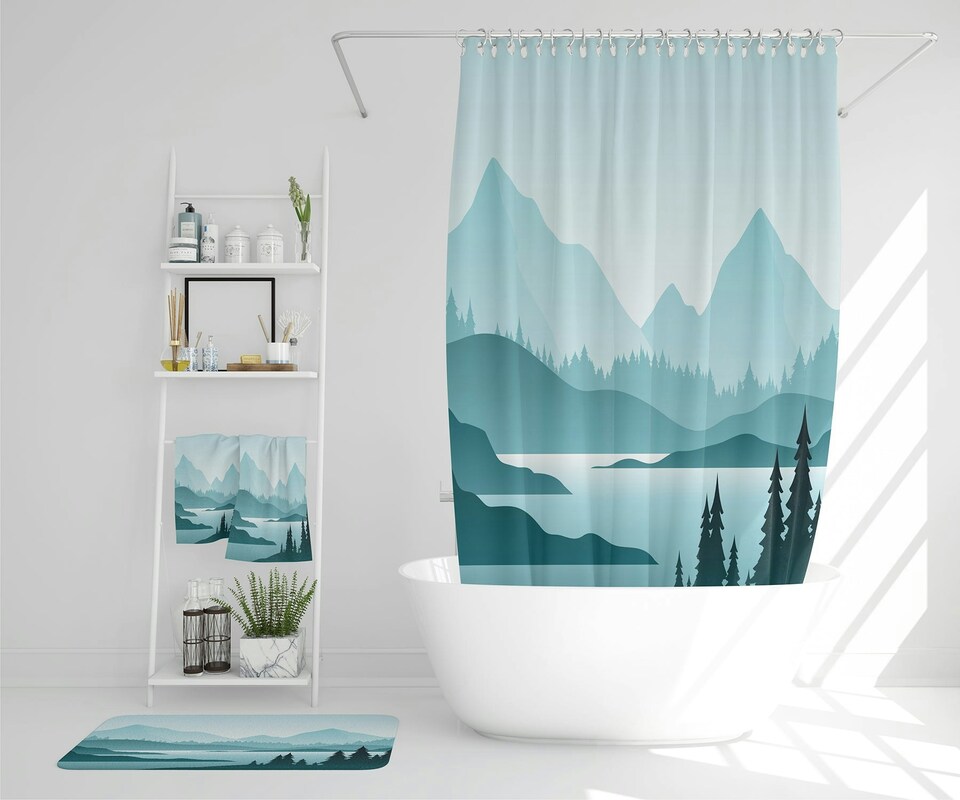 image 1 of abstract mountain landscape (Bathroom Set)