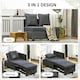 image 4 of HOMCOM Convertible Single Sofa Bed with Thick Padded Seat, 3-in-1 Multi-Functional Sleeper Chair Bed with Magazine Pocket, for Living Room, Grey