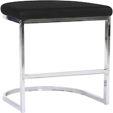 Trevi Velvet Kitchen Bar Stools, Chrome Cantilever Frame, Breakfast & Home Bar Stool - Black
