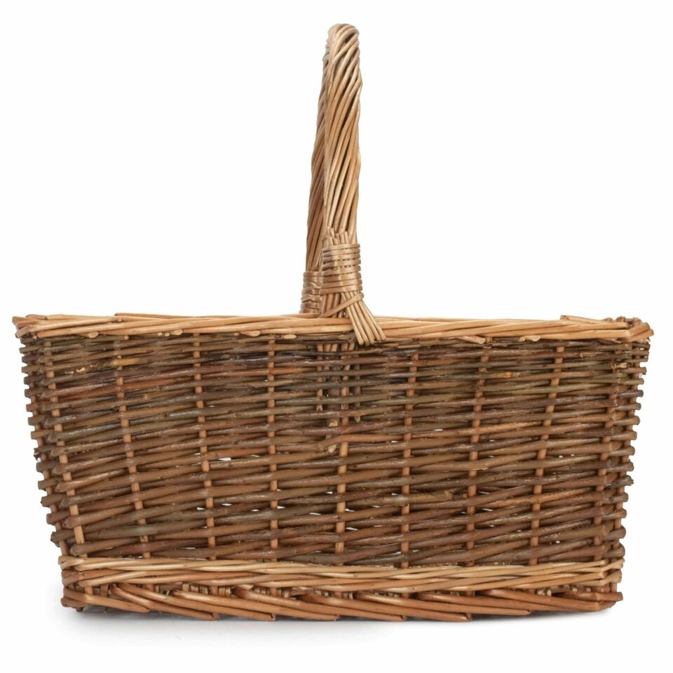 image 1 of Rectangular Unpeeled Willow Shopping Basket Brown | Brown | M