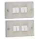 image 1 of British General Stainless Steel 10A 4-Gang 2-Way Light Switch Plate | White | 2