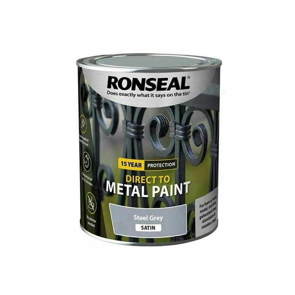 Direct to Metal Paint Steel Grey Satin 750ml - RSLDTMSGS750