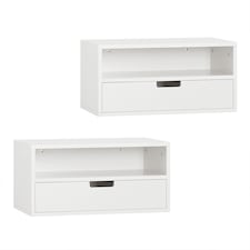 Nightstand with 1 Drawer and 1 Shelf 17.7x9.8x8.7 inch Load Capacity 20 kg  NKD03-WX2 - White