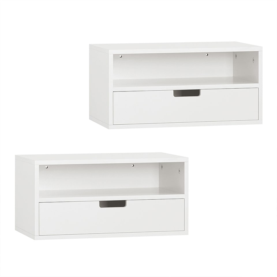 image 1 of Nightstand with 1 Drawer and 1 Shelf 17.7x9.8x8.7 inch Load Capacity 20 kg  NKD03-WX2 - White