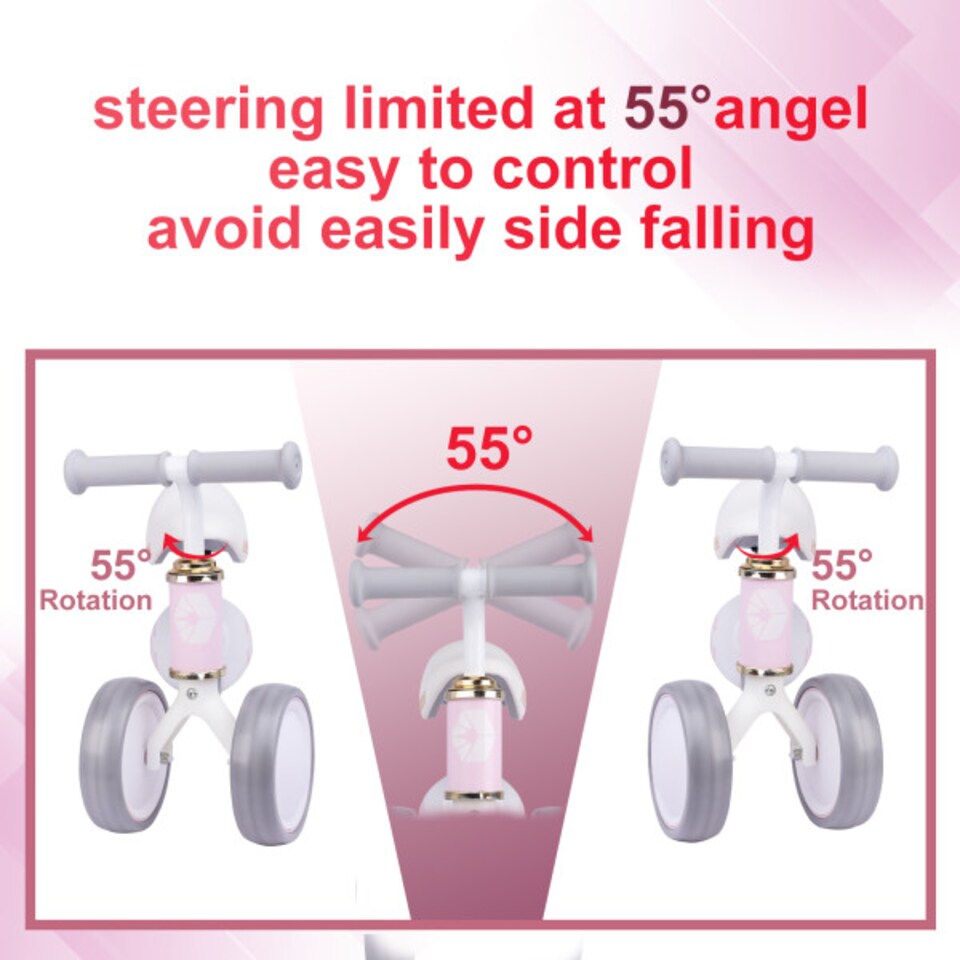 image 1 of AyeKu Baby Toddler Balance Bike Silent Wheels Adjustable Seat, 1-3 Years, Pink | Pink