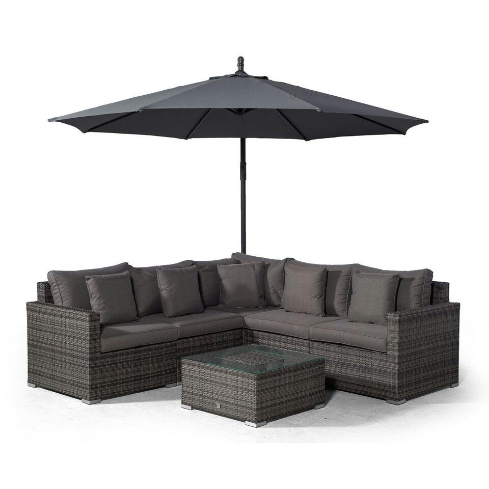 image 1 of Havana 5 Seat Rattan Corner Sofa Set with Ice Bucket Coffee Table Grey | Grey