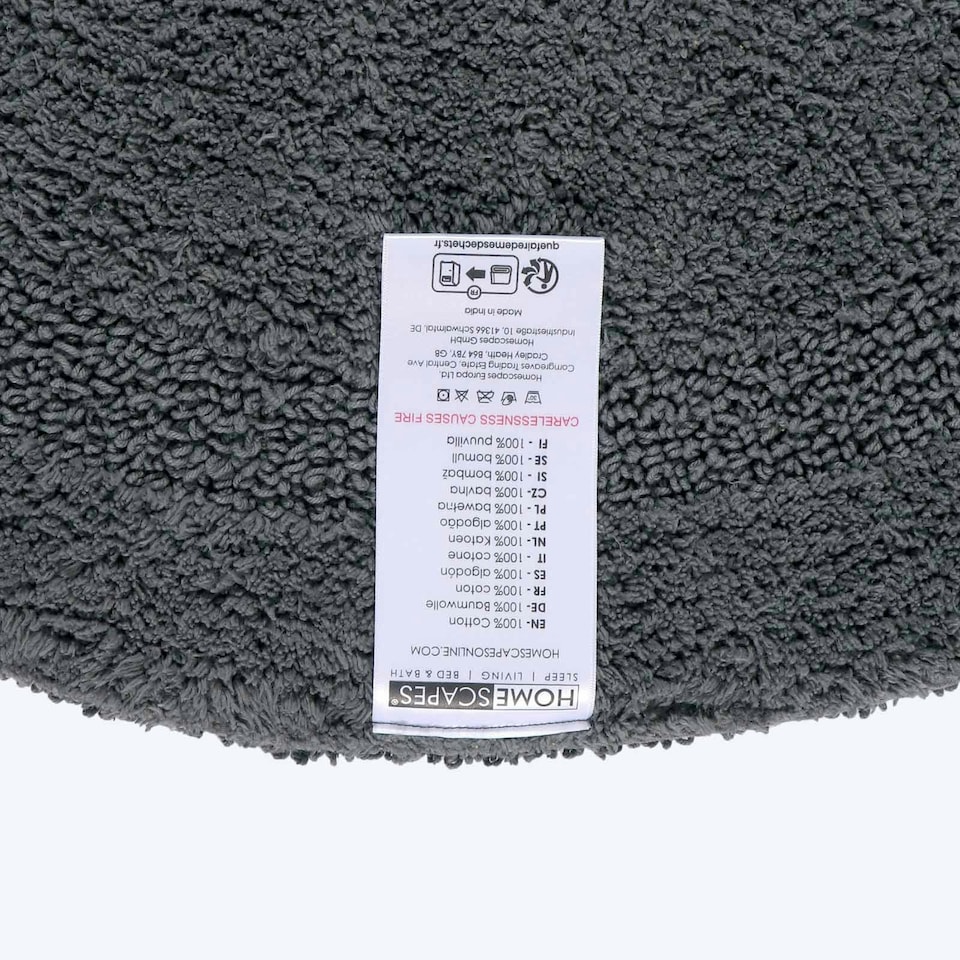 image 1 of Homescapes Luxury Reversible Round Bath Mat - Grey Grey