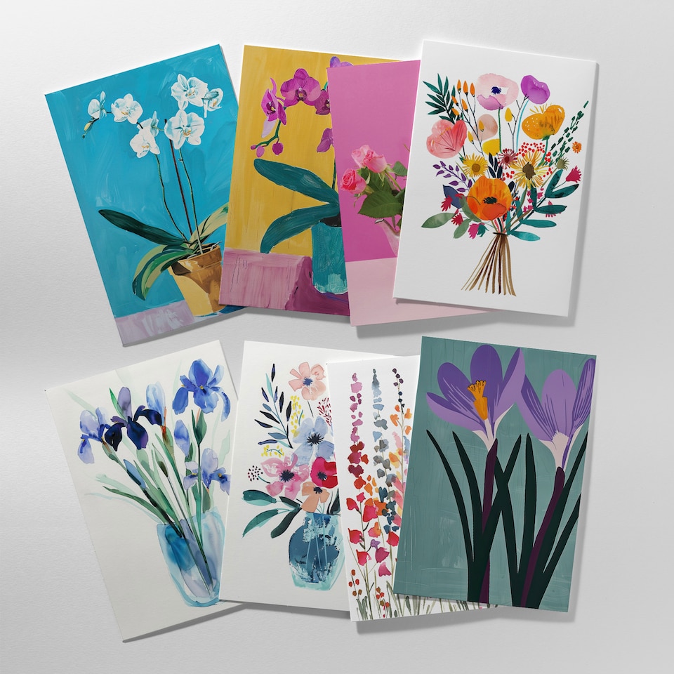 image 1 of Floral Greeting Art Cards Elegant Botanical Flower Designs Assorted