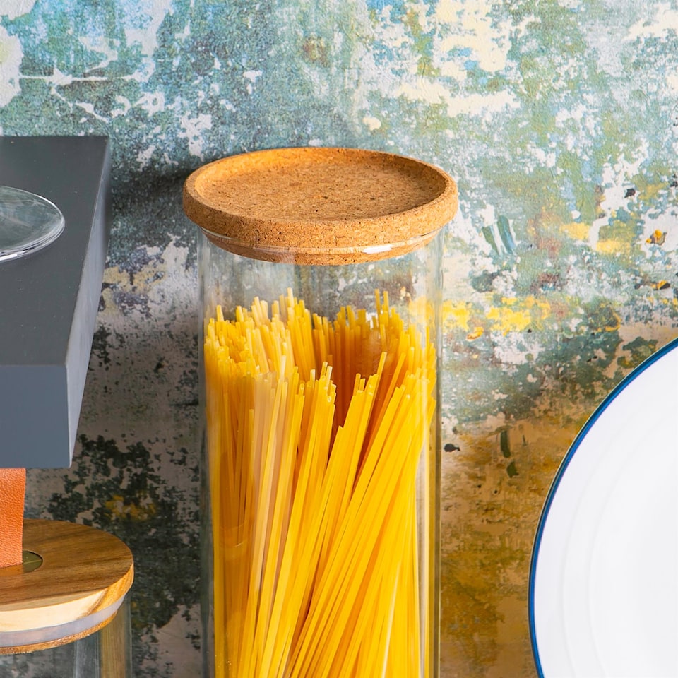 image 1 of Argon Tableware Glass Storage Jars with Cork Lids - 2 Litre - Pack of 3