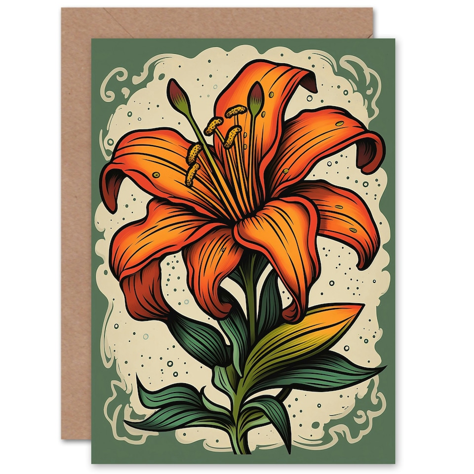image 1 of Mothers Day Card Orange Lily Flower For Her Wife Card