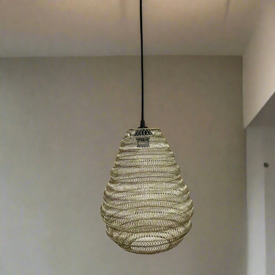 image 1 of CGC CASABLANCA Medium Silver Mesh Morrocan Metal Ceiling Pendant Light and Lamp Shade Silver