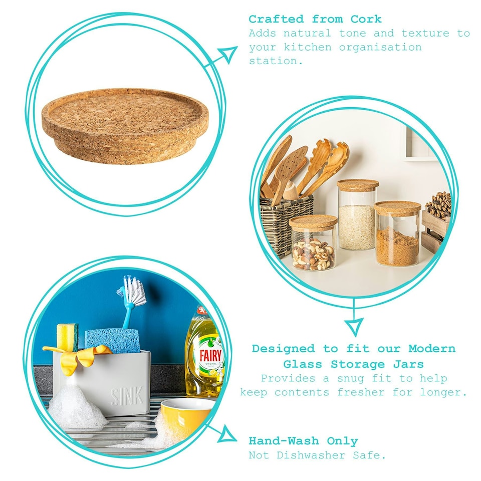 image 1 of Argon Tableware Cork Scandi Storage Jar Lid - 10cm