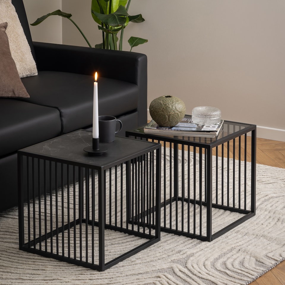 image 1 of Strington Side Table in Black with Glass Top