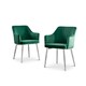 image 1 of Furniturebox 2x Calla Green Velvet Dining Chairs with Silver Chrome Legs
