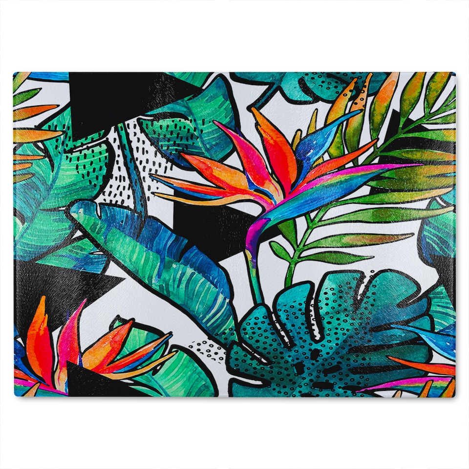 image 1 of Flowers with contour Designer Glass Chopping Board | Multi