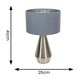 image 3 of ValueLights Jax Chrome Dimmable Touch Table Lamp with Grey with Chrome Inner Lamp Shade and LED Bulb