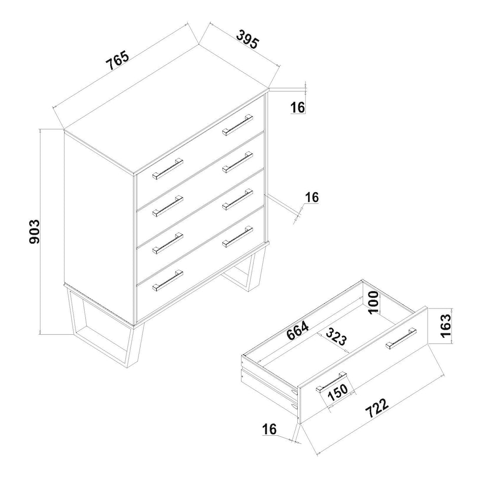 image 1 of Core Products Texas, 4 Drawer Chest Of Drawers H90.3cm x W76.5cm x D39.5cm Grey