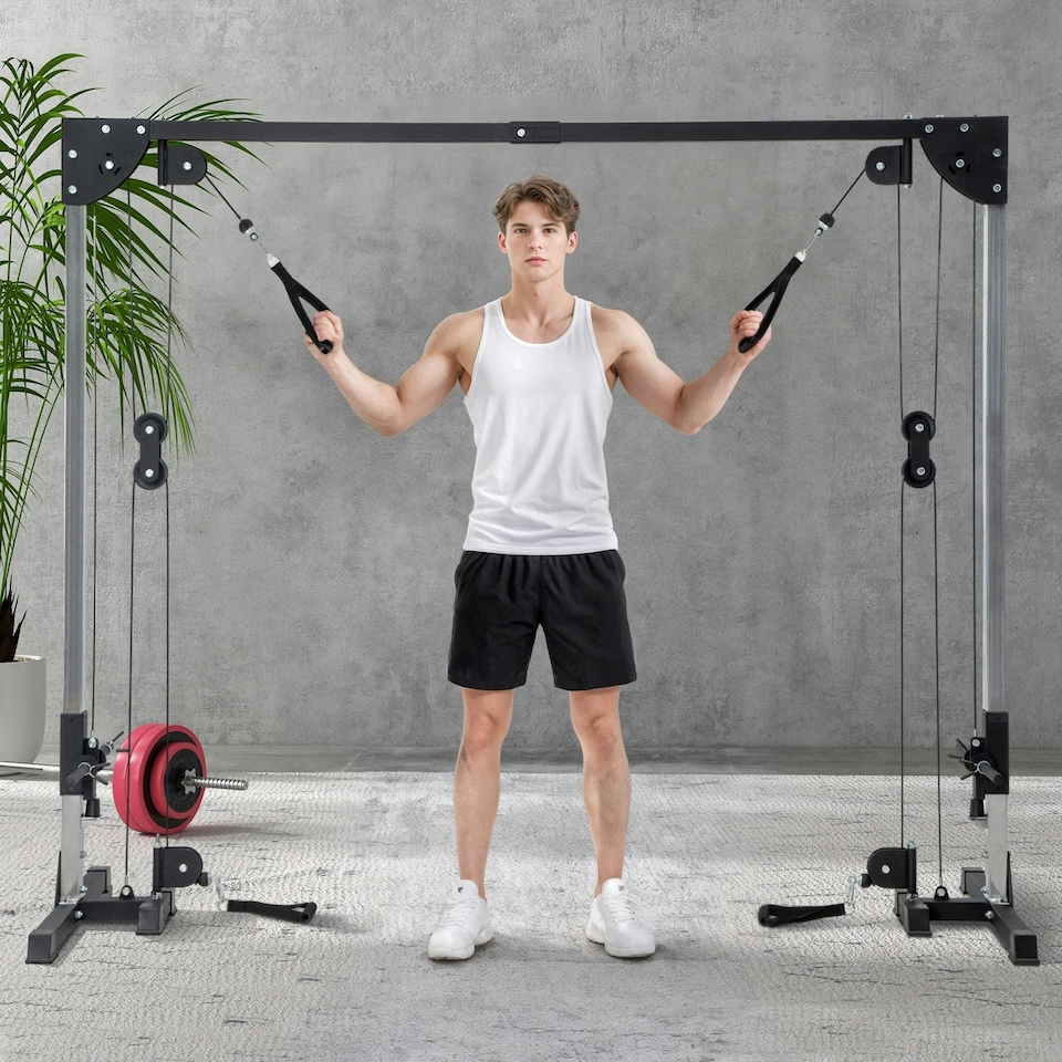 image 1 of SPORTNOW Cable Crossover Machine for Full Body Strength Training