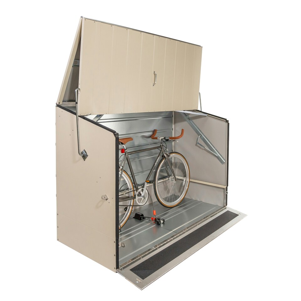 image 1 of Trimetals ProtectaCycle Secure Bike Store with Ramp – Police Approved - Fits up to 3 Adult Bikes Cream