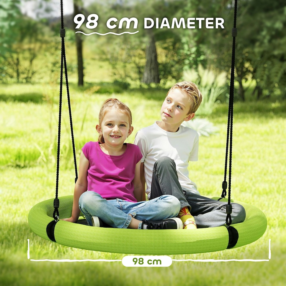 image 1 of AIYAPLAY Nest Swing Set, 100cm Saucer Tree Swing Set for Kids, Green