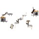 image 10 of COSTWAY Wall-Mounted Cat Tower Set Space Saving Grey