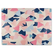 Pastel Coloured Triangles Glass Chopping Board | Multi