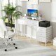 image 10 of COSTWAY Computer Desk with 5 Drawers and Side File Cabinet White White