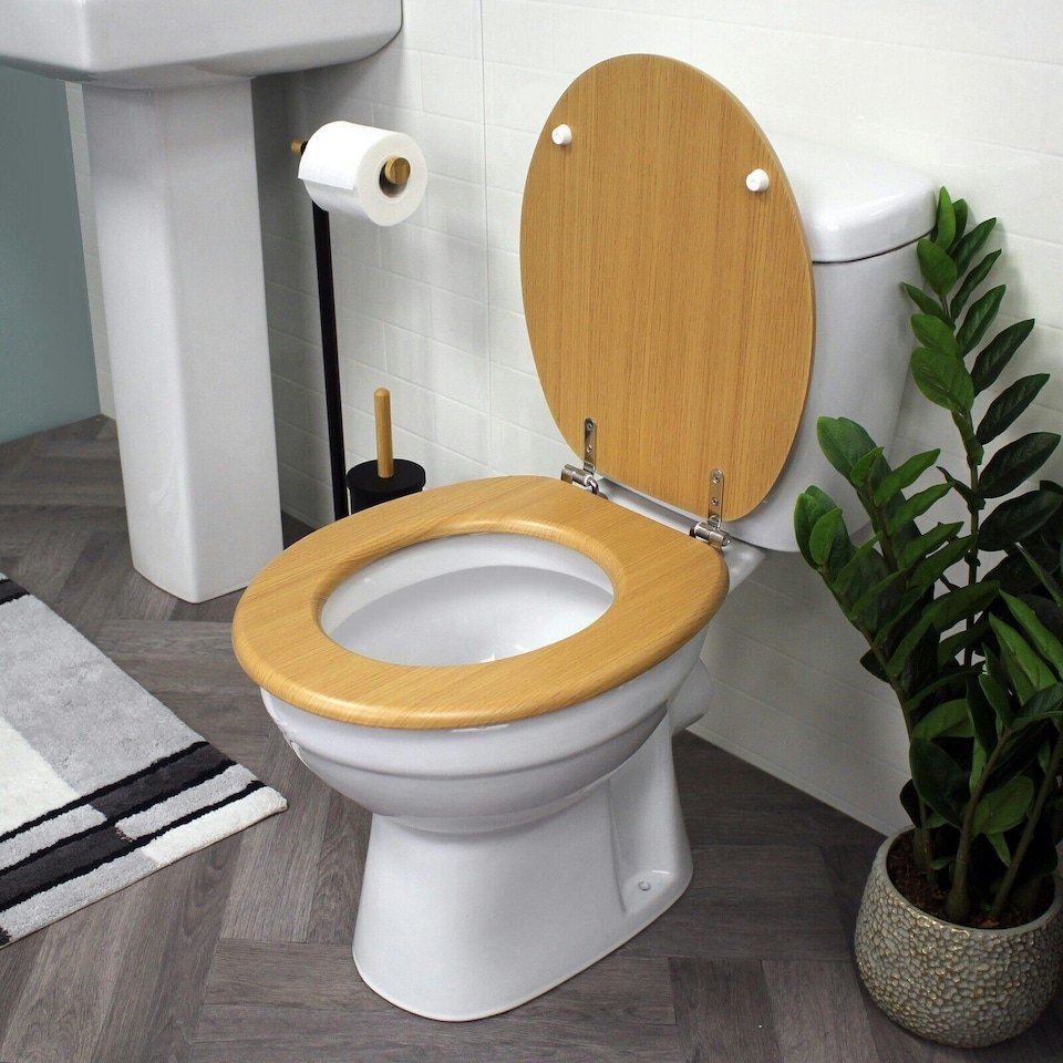 image 1 of Showerdrape Oxford Beech Wooden Toilet Seat
